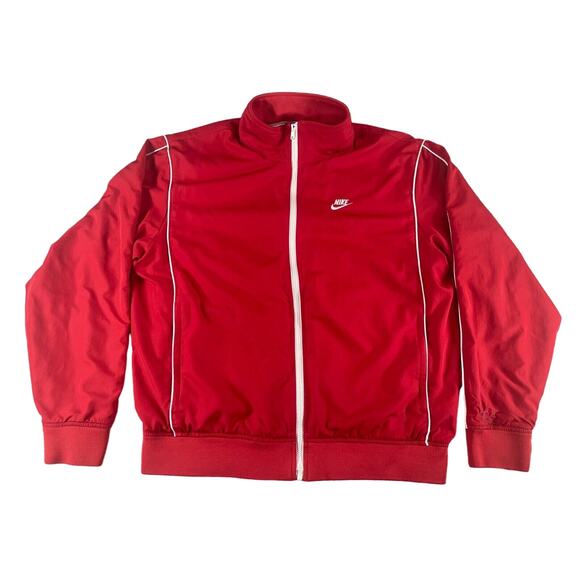 Nike Track Jacket Mens Large Vintage 90s Red Spell Out Embroidered Logo Tag Zip - Picture 1 of 16